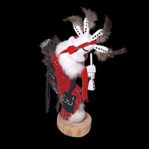 Kachina Doll Kokopelli‎ Freda Charly 125707 Vintage Native Art Feather Fur Music